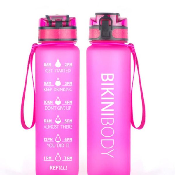 Motivational drink bottle, waterbottle-pink